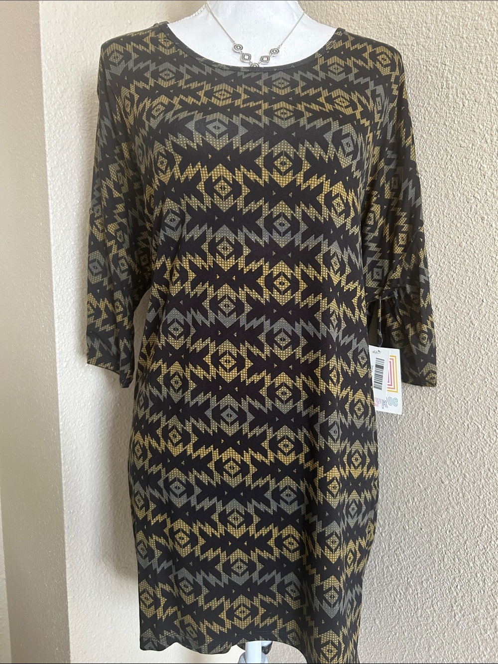 LuLaRoe Black and Gold Aztec Pattern Tunic